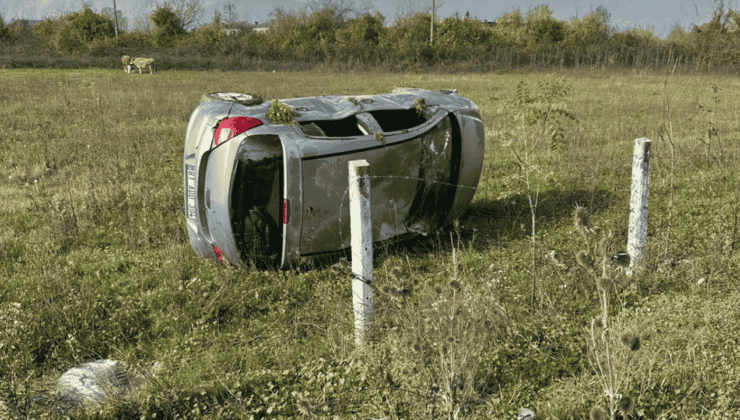 Çamköy Yeni Bağlantı Yolunda Araç Takla Attı; 1 Kişi Yaralandı