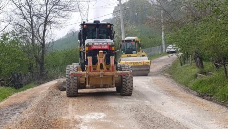 Kaynaşlı’da Grup Yolunda Asfalt Çalışması Sürüyor
